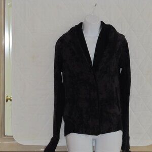 Lululemon Athletica waist length lined jacket velvet black size 6